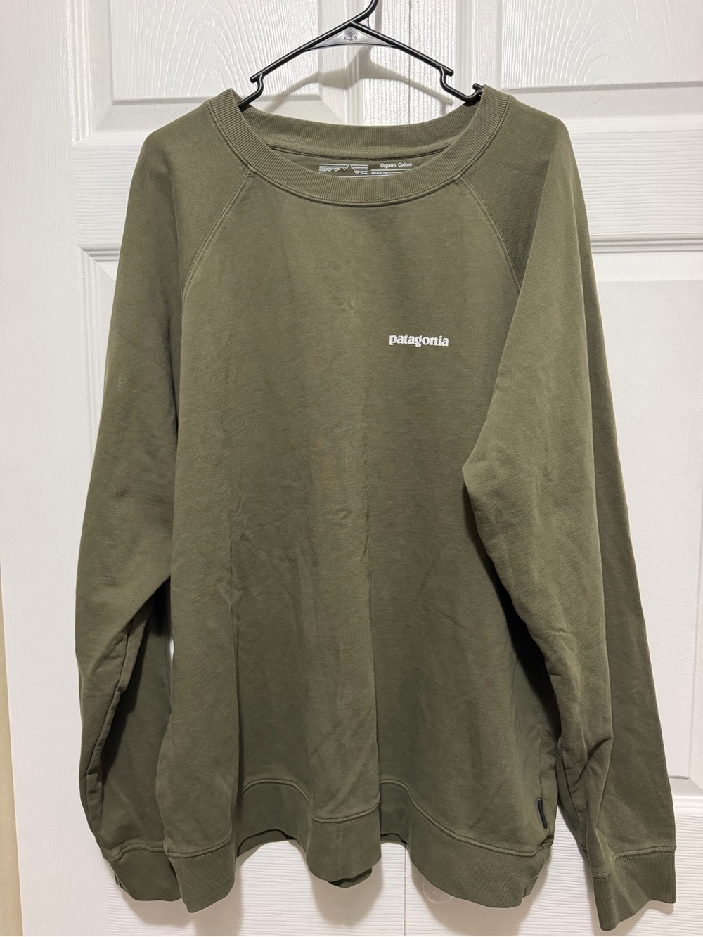 Patagonia P-6 Logo Organic Cotton Crewneck Sweatshirt XXL Olive Green